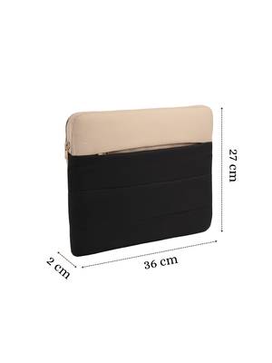   black & beige polyester colour blocked laptop sleeve (upto 16") 4