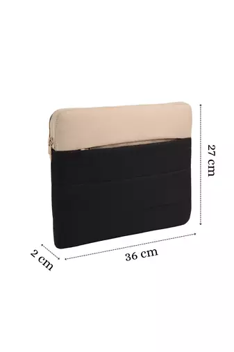   black & beige polyester colour blocked laptop sleeve (upto 16")
