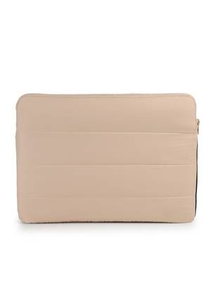   black & beige polyester colour blocked laptop sleeve (upto 16") 5