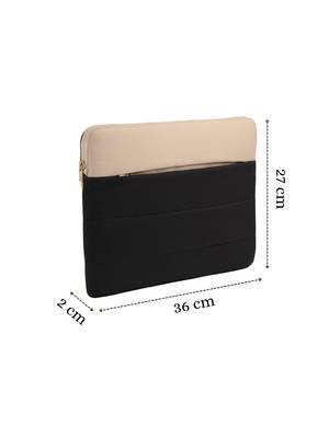   black & beige polyester colour blocked laptop sleeve (upto 14") 4