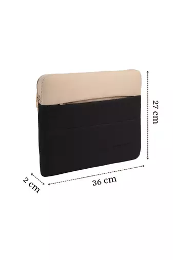   black & beige polyester colour blocked laptop sleeve (upto 14")