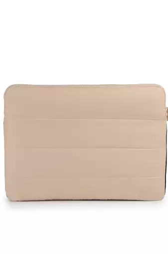   black & beige polyester colour blocked laptop sleeve (upto 14")