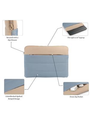   dusty blue polyester colour blocked laptop sleeve (upto 16") 3