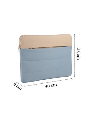   dusty blue polyester colour blocked laptop sleeve (upto 16") 4