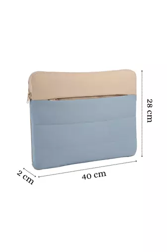   dusty blue polyester colour blocked laptop sleeve (upto 16")