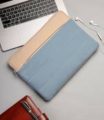   dusty blue polyester colour blocked laptop sleeve (upto 14")