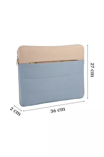   dusty blue polyester colour blocked laptop sleeve (upto 14")