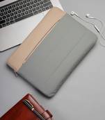   sage green polyester colour blocked laptop sleeve (upto 16")
