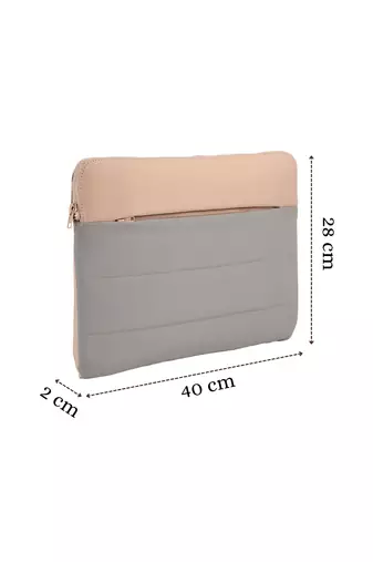   sage green polyester colour blocked laptop sleeve (upto 16")
