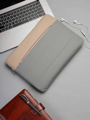   sage green polyester colour blocked laptop sleeve (upto 14") 1