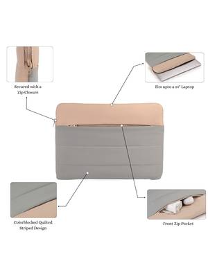   sage green polyester colour blocked laptop sleeve (upto 14") 3