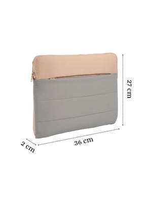   sage green polyester colour blocked laptop sleeve (upto 14") 4