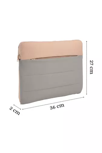   sage green polyester colour blocked laptop sleeve (upto 14")