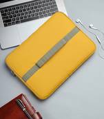   mustard & olive polyester color blocked laptop sleeve (upto 16")