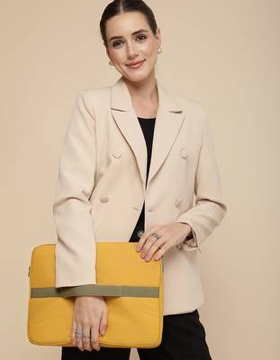   mustard & olive polyester color blocked laptop sleeve (upto 16") 2