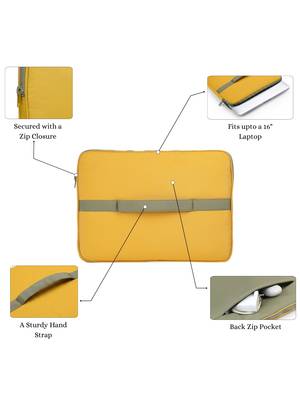   mustard & olive polyester color blocked laptop sleeve (upto 16") 3