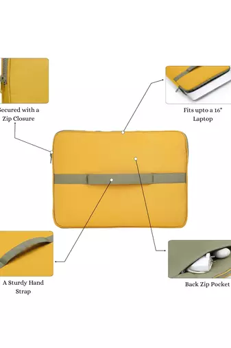   mustard & olive polyester color blocked laptop sleeve (upto 16")