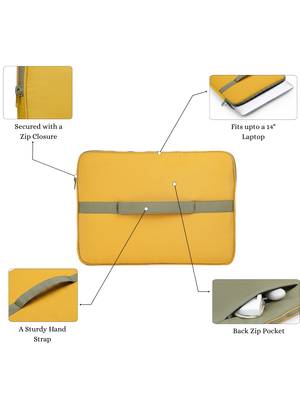   mustard & olive polyester color blocked laptop sleeve (upto 16") 3