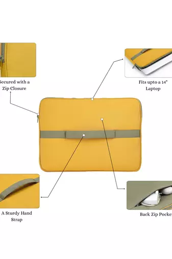   mustard & olive polyester color blocked laptop sleeve (upto 16")