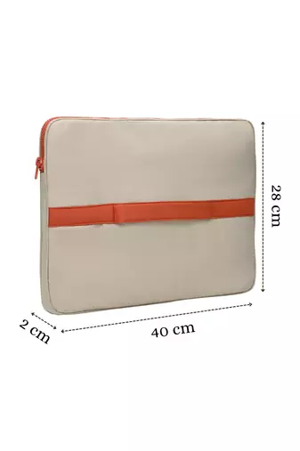   beige & rust polyester color blocked laptop sleeve (upto 16")