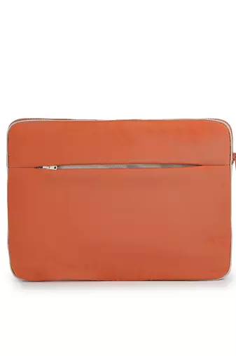  beige & rust polyester color blocked laptop sleeve (upto 16")