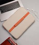   beige & rust polyester color blocked laptop sleeve (upto 14")