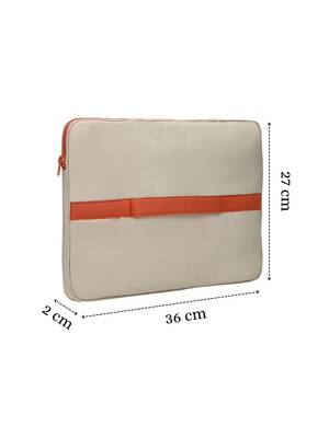   beige & rust polyester color blocked laptop sleeve (upto 14") 4