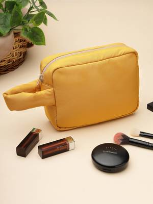   mustard yellow polyester travel pouch 1