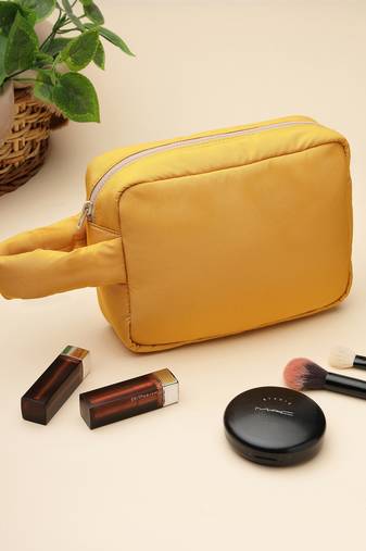  mustard yellow polyester travel pouch