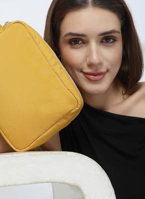   mustard yellow polyester travel pouch 2