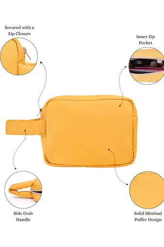   mustard yellow polyester travel pouch