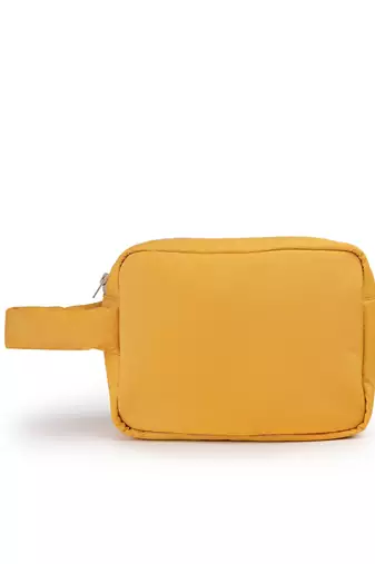   mustard yellow polyester travel pouch
