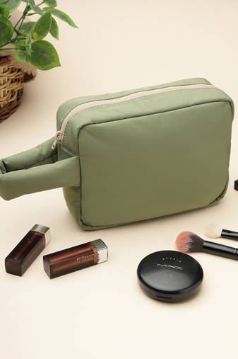  olive green polyester travel pouch