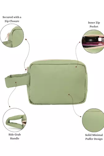   olive green polyester travel pouch