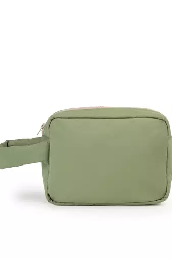   olive green polyester travel pouch