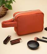   burnt orange polyester travel pouch