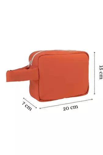   burnt orange polyester travel pouch