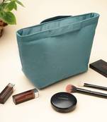   dusty teal blue polyester solid travel bag