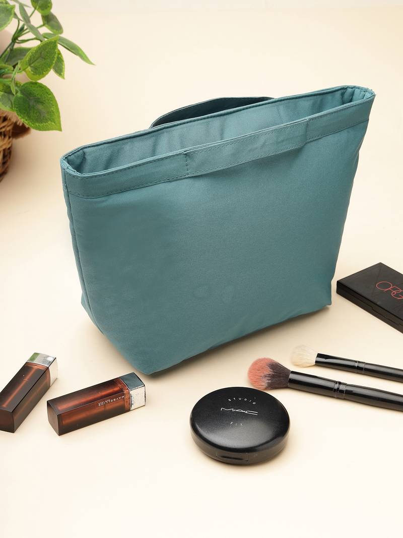   dusty teal blue polyester solid travel bag