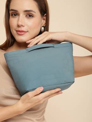   dusty teal blue polyester solid travel bag 2