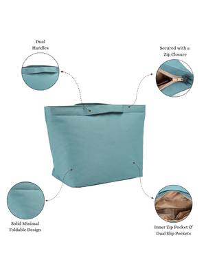   dusty teal blue polyester solid travel bag 3
