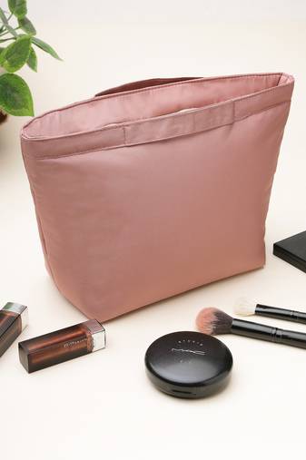   dusty rose pink polyester solid travel bag