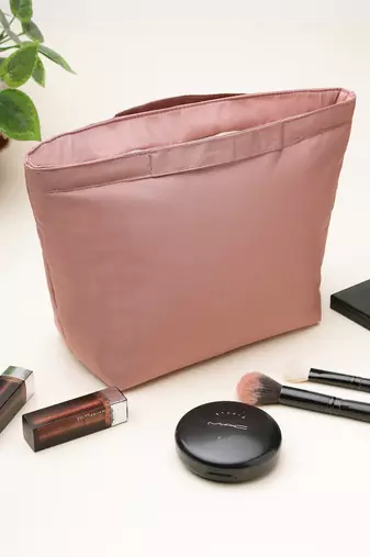   dusty rose pink polyester solid travel bag