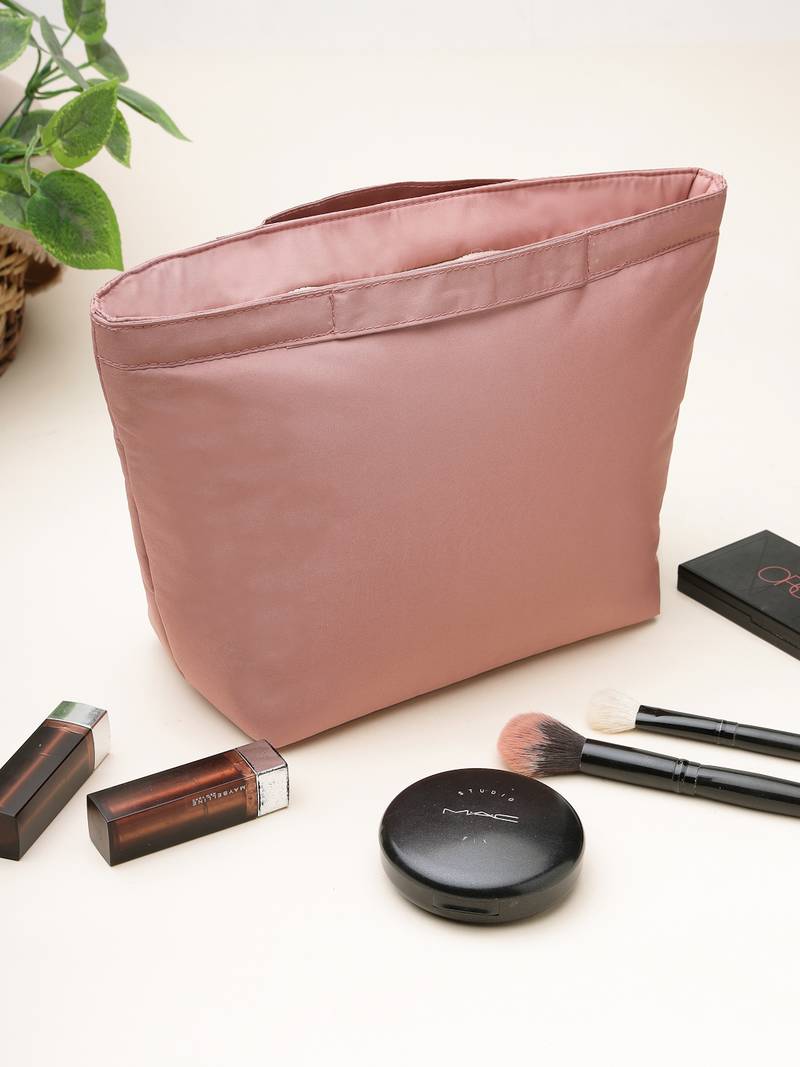  dusty rose pink polyester solid travel bag
