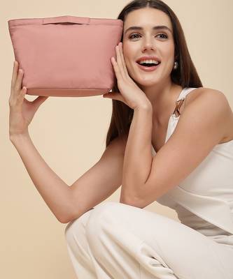   dusty rose pink polyester solid travel bag 2