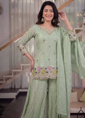 peach embroidery fendi crush full stitched sharara plazo 3