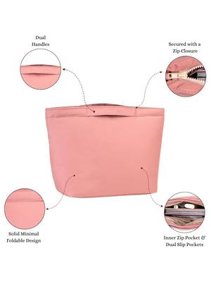   dusty rose pink polyester solid travel bag 3