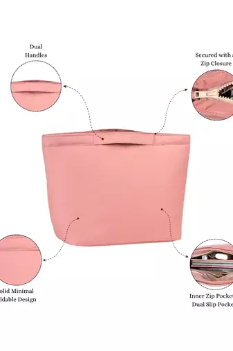   dusty rose pink polyester solid travel bag