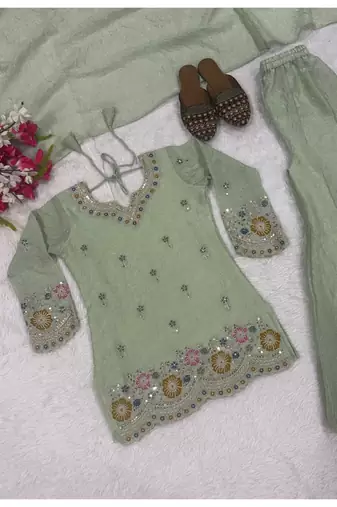 peach embroidery fendi crush full stitched sharara plazo