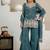 teal embroidery crunchy silk blend  full stitched sharara plazo